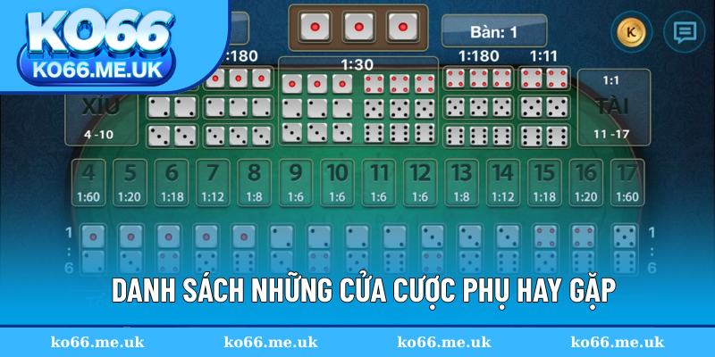 Tổng hợp các cửa cược Tài Xỉu phụ khác